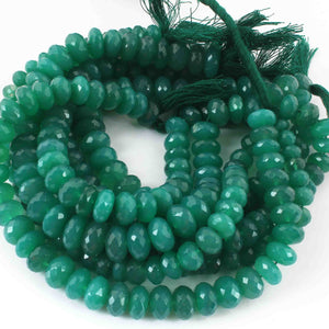 1  Strand Green Onyx Faceted Roundels - Round Shape  Roundels   7mm-11mm - 9.5  Inches BR0548 - Tucson Beads