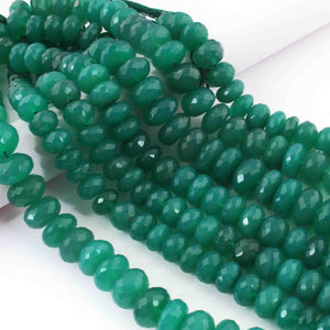 1  Strand Green Onyx Faceted Roundels - Round Shape  Roundels   7mm-11mm - 9.5  Inches BR0548 - Tucson Beads