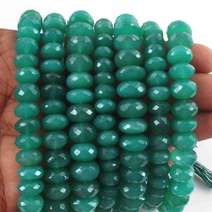 1  Strand Green Onyx Faceted Roundels - Round Shape  Roundels   7mm-11mm - 9.5  Inches BR0548 - Tucson Beads