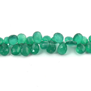 1  Strand Green Onyx Faceted Briolettes -Pear Shape Briolettes 15mmx10mm 8 Inches BR3086 - Tucson Beads