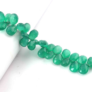 1  Strand Green Onyx Faceted Briolettes -Pear Shape Briolettes 15mmx10mm 8 Inches BR3086 - Tucson Beads