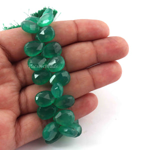 1  Strand Green Onyx Faceted Briolettes -Pear Shape Briolettes 15mmx10mm 8 Inches BR3086 - Tucson Beads