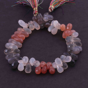 1 Strand Multi Moonstone Faceted Briolettes -Tear Shape  Briolettes - 13mmx6mm-5mmx6mm 10 Inches BR3146 - Tucson Beads