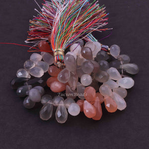 1 Strand Multi Moonstone Faceted Briolettes -Tear Shape  Briolettes - 13mmx6mm-5mmx6mm 10 Inches BR3146 - Tucson Beads