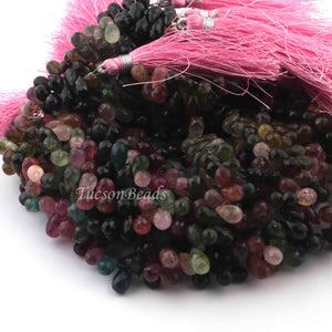 1 Strand Multi Tourmaline Faceted Tear Drop Briolettes - Multi Tourmaline Tear Drop Beads 7mmx4mm-9mmx5mm 9 Inch BR0256 - Tucson Beads