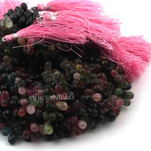 1 Strand Multi Tourmaline Faceted Tear Drop Briolettes - Multi Tourmaline Tear Drop Beads 7mmx4mm-9mmx5mm 9 Inch BR0256 - Tucson Beads