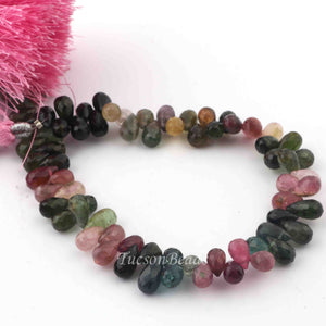 1 Strand Multi Tourmaline Faceted Tear Drop Briolettes - Multi Tourmaline Tear Drop Beads 7mmx4mm-9mmx5mm 9 Inch BR0256 - Tucson Beads