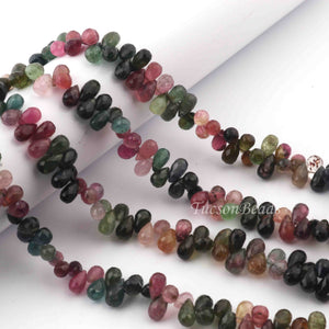 1 Strand Multi Tourmaline Faceted Tear Drop Briolettes - Multi Tourmaline Tear Drop Beads 7mmx4mm-9mmx5mm 9 Inch BR0256 - Tucson Beads