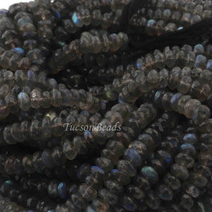 1  Strand  Labradorite Faceted Rondelles - Rondelle Beads - Labradorite Rondelles 8mm 15.5 Inches BR0255 - Tucson Beads