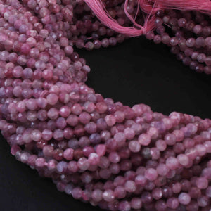 5 Strands Pink Tourmaline 3mm Gemstone Balls, Semiprecious beads 12.5 Inches Long- Faceted Gemstone Jewelry RB0059 - Tucson Beads