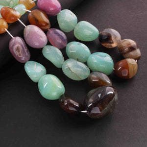 1 Strand Multi Color Chalcedony Smooth Briolettes -Tumbled Shape Briolettes - 11mmx10m-34mmx25mm- 18 Inches BR01829 - Tucson Beads