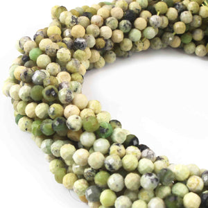 2 Strands Green Opal 3mm Gemstone Balls, Semiprecious beads 12 Inches Long- Faceted Gemstone Jewelry RB0058 - Tucson Beads