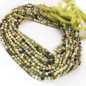 2 Strands Green Opal 3mm Gemstone Balls, Semiprecious beads 12 Inches Long- Faceted Gemstone Jewelry RB0058 - Tucson Beads