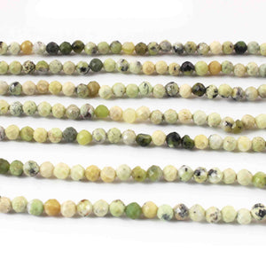 2 Strands Green Opal 3mm Gemstone Balls, Semiprecious beads 12 Inches Long- Faceted Gemstone Jewelry RB0058 - Tucson Beads