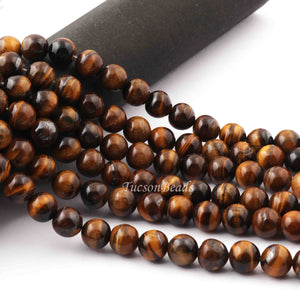 1 Strand Brown Tiger ,Best Quality , High Quality , Smooth Round Balls - Smooth Balls Beads -10mm 15 Inches BR0068 - Tucson Beads