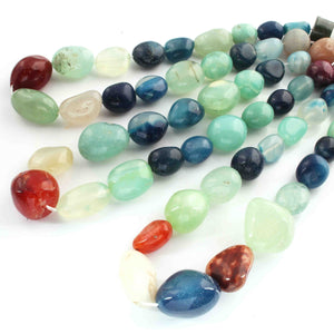 1 Strand Multi Color Chalcedony Smooth Briolettes -Tumbled Shape Briolettes - 13mmx12m-36mmx17mm- 12 Inches BR01830 - Tucson Beads