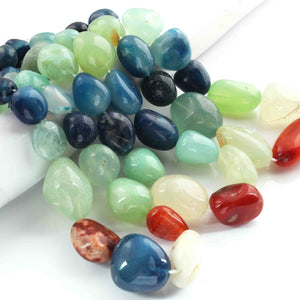 1 Strand Multi Color Chalcedony Smooth Briolettes -Tumbled Shape Briolettes - 13mmx12m-36mmx17mm- 12 Inches BR01830 - Tucson Beads