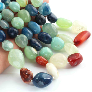 1 Strand Multi Color Chalcedony Smooth Briolettes -Tumbled Shape Briolettes - 13mmx12m-36mmx17mm- 12 Inches BR01830 - Tucson Beads