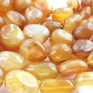 1 Strand Shaded Yellow Chalcedony Smooth Briolettes -Tumbled Shape Briolettes - 11mmx11m-32mmx24mm- 14 Inches BR01831 - Tucson Beads