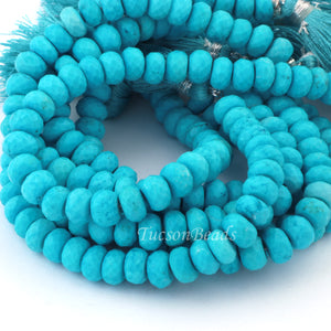 1 Strand Turquoise Stablized Faceted Roundelles. - Turquoise Stablized Ball Beads 8mm- 9 Inches - BR0514 - Tucson Beads