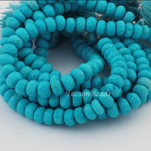 1 Strand Turquoise Stablized Faceted Roundelles. - Turquoise Stablized Ball Beads 8mm- 9 Inches - BR0514 - Tucson Beads