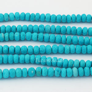 1 Strand Turquoise Stablized Faceted Roundelles. - Turquoise Stablized Ball Beads 8mm- 9 Inches - BR0514 - Tucson Beads