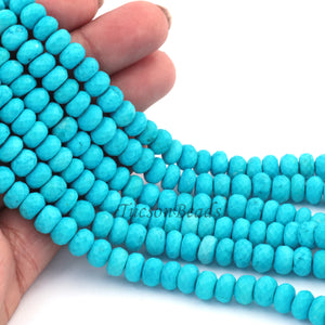 1 Strand Turquoise Stablized Faceted Roundelles. - Turquoise Stablized Ball Beads 8mm- 9 Inches - BR0514 - Tucson Beads