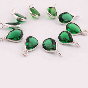 10 Pcs Emerald 925 Silver Plated Faceted - Pear Shape Faceted Pendant -12mmx7mm  PC853 - Tucson Beads