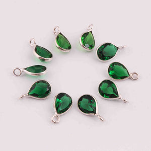 10 Pcs Emerald 925 Silver Plated Faceted - Pear Shape Faceted Pendant -12mmx7mm  PC853 - Tucson Beads