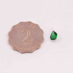 10 Pcs Emerald 925 Silver Plated Faceted - Pear Shape Faceted Pendant -12mmx7mm  PC853 - Tucson Beads