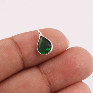 10 Pcs Emerald 925 Silver Plated Faceted - Pear Shape Faceted Pendant -12mmx7mm  PC853 - Tucson Beads