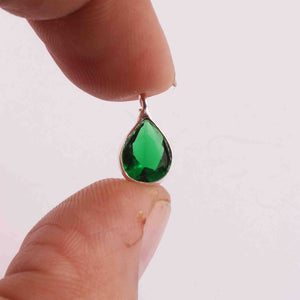 10 Pcs Emerald 925 Silver Plated Faceted - Pear Shape Faceted Pendant -12mmx7mm  PC853 - Tucson Beads