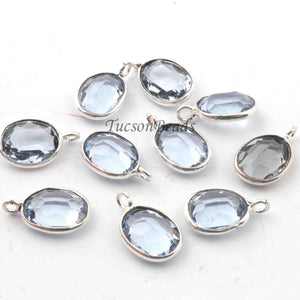 10 Pcs  Iolite  925 Silver Plated Faceted - Oval Shape Faceted Pendant -14mmx8mm  PC878 - Tucson Beads