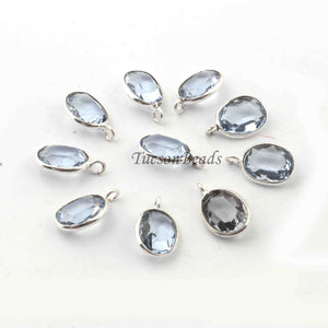 10 Pcs  Iolite  925 Silver Plated Faceted - Oval Shape Faceted Pendant -14mmx8mm  PC878 - Tucson Beads