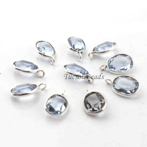 10 Pcs  Iolite  925 Silver Plated Faceted - Oval Shape Faceted Pendant -14mmx8mm  PC878 - Tucson Beads