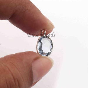 10 Pcs  Iolite  925 Silver Plated Faceted - Oval Shape Faceted Pendant -14mmx8mm  PC878 - Tucson Beads