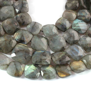 1 Strand Labradorite  Faceted  Briolettes  - Cushion Shape Briolettes  12mm- 10.5 Inches BR02249 - Tucson Beads