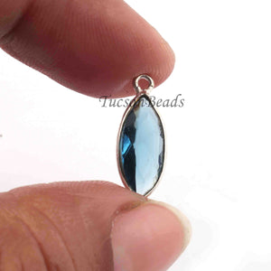 3 Pcs  Blue Hydro 925 Silver Plated Faceted - Assorted Shape Faceted Pendant -13mmx8mm  PC871 - Tucson Beads