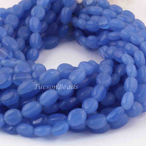 1 Long Strand Blue  Chalcedony  Smooth Briolettes -Oval Shape Briolettes - 7mmx7mm-12mmx10mm - 12 Inches BR0533 - Tucson Beads