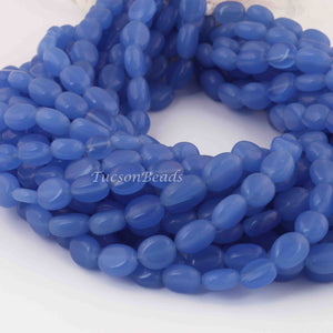 1 Long Strand Blue  Chalcedony  Smooth Briolettes -Oval Shape Briolettes - 7mmx7mm-12mmx10mm - 12 Inches BR0533 - Tucson Beads