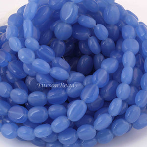 1 Long Strand Blue  Chalcedony  Smooth Briolettes -Oval Shape Briolettes - 7mmx7mm-12mmx10mm - 12 Inches BR0533 - Tucson Beads