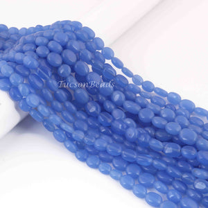 1 Long Strand Blue  Chalcedony  Smooth Briolettes -Oval Shape Briolettes - 7mmx7mm-12mmx10mm - 12 Inches BR0533 - Tucson Beads