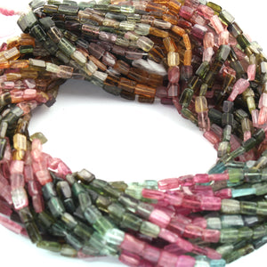 5 Strands Multi Tourmaline Smooth Chicklet Briolettes  -Chicklet Shape Briolettes - 3mm-6mm -13 Inches BR01843 - Tucson Beads