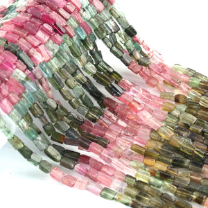 5 Strands Multi Tourmaline Smooth Chicklet Briolettes  -Chicklet Shape Briolettes - 3mm-6mm -13 Inches BR01843 - Tucson Beads