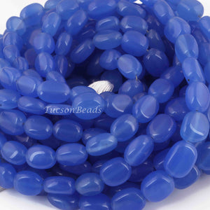 1 Long Strand Blue  Chalcedony  Smooth Briolettes -Oval Shape Briolettes - 7mmx7mm-12mmx8mm - 12 Inches BR0532 - Tucson Beads