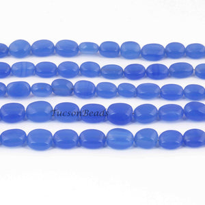 1 Long Strand Blue  Chalcedony  Smooth Briolettes -Oval Shape Briolettes - 7mmx7mm-12mmx8mm - 12 Inches BR0532 - Tucson Beads