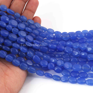 1 Long Strand Blue  Chalcedony  Smooth Briolettes -Oval Shape Briolettes - 7mmx7mm-12mmx8mm - 12 Inches BR0532 - Tucson Beads