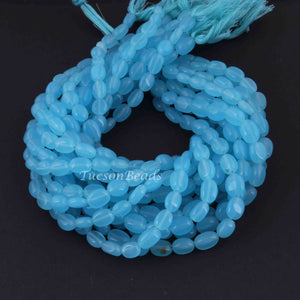 1 Long Strand Blue Aqua  Chalcedony  Smooth Briolettes -Oval Shape Briolettes - 7mmx8mm-12mmx9mm - 13 Inches BR0535 - Tucson Beads