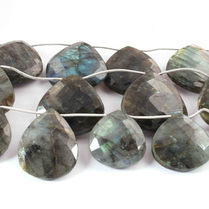 1  Strand Labradorite Faceted Briolettes -Heart Shape  Briolettes  23mmx24mm-29mmx28mm -8.5 Inches BR3045 - Tucson Beads