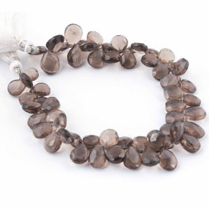 1  Strand Smoky Quartz Faceted Briolettes -Pear Shape Briolettes - 7mmx5mm-14mmx10mm - 9 Inches BR01157 - Tucson Beads